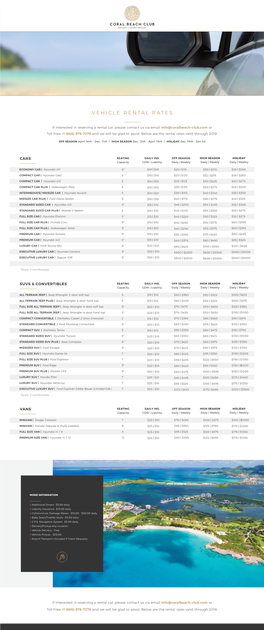 Vehicle Rental Rates