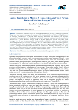 Lexical Translation in Movies: a Comparative Analysis of Persian Dubs and Subtitles Through CDA