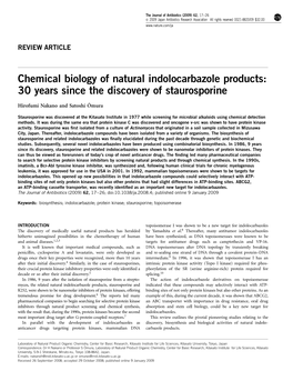 Chemical Biology of Natural Indolocarbazole Products: 30 Years Since the Discovery of Staurosporine