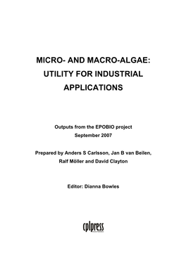 And Macro-Algae: Utility for Industrial Applications