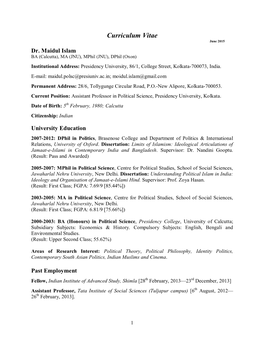 Curriculum Vitae June 2015