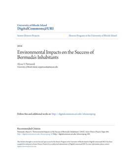 Environmental Impacts on the Success of Bermuda's Inhabitants Alyssa V