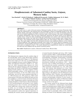 Morphotectonic of Sabarmati-Cambay Basin, Gujarat, Western India V.21, No.5, Pp: 371-383