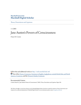 Jane Austen's Powers of Consciousness Diane M