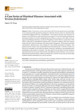 A Case Series of Diarrheal Diseases Associated with Yersinia Frederiksenii