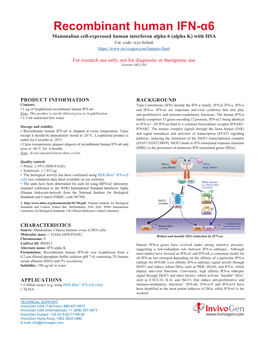 Recombinant Human IFN-Α6 Mammalian Cell-Expressed Human Interferon Alpha 6 (Alpha K) with HSA Cat