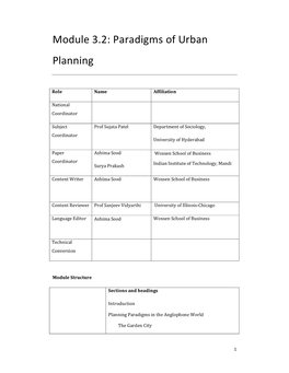 Module 3.2: Paradigms of Urban Planning