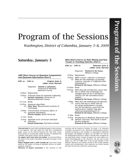 Program of the Sessions Washington, District of Columbia, January 5–8, 2009