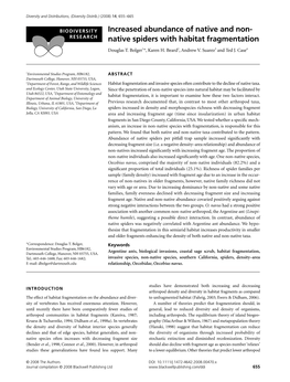 Increased Abundance of Native and Non-Native Spiders with Habitat Fragmentation