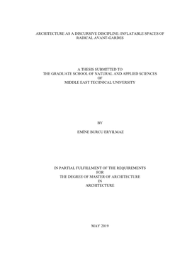 Architecture As a Discursive Discipline: Inflatable Spaces of Radical Avant-Gardes