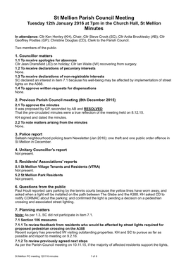 St Mellion PC Meeting 120116 Minutes DRAFT Iii.Pages