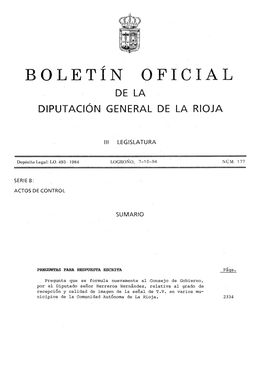 Boletin Oficial De La Diputación General De La Rioja