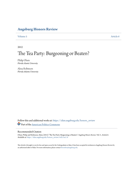 The Tea Party: Burgeoning Or Beaten?