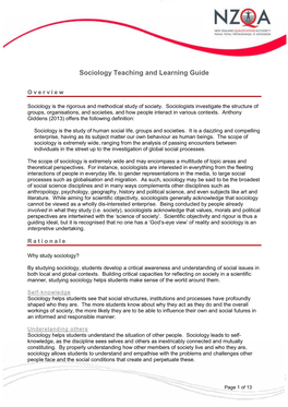 Sociology Teaching and Learning Guide