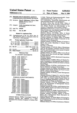 United States Patent (19) 11 Patent Number: 4,828,822 Miihlemann Et Al