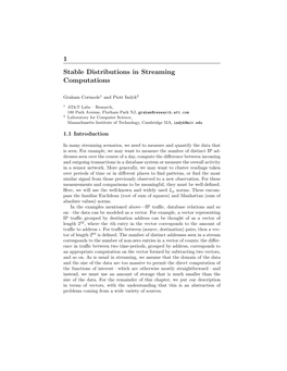 1 Stable Distributions in Streaming Computations