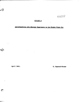 GEOLOGY 9 Investigations Into Mineral Occurences in the Nickel