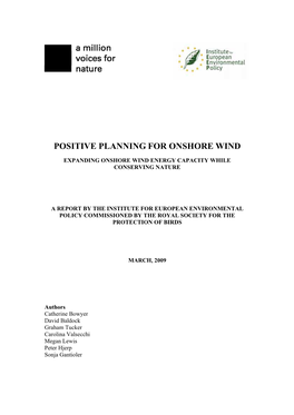 Positive Planning for Onshore Wind