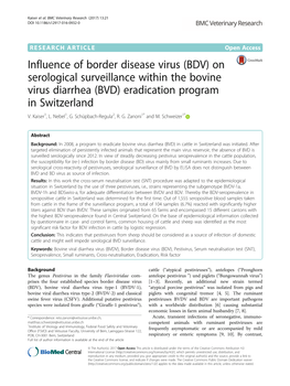 Influence of Border Disease Virus (BDV) on Serological Surveillance Within the Bovine Virus Diarrhea (BVD) Eradication Program in Switzerland V