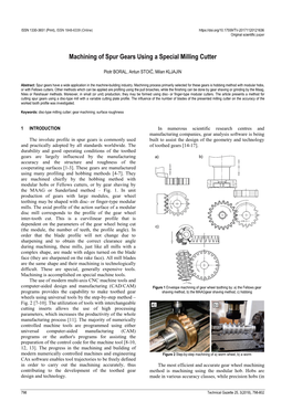 Machining of Spur Gears Using a Special Milling Cutter