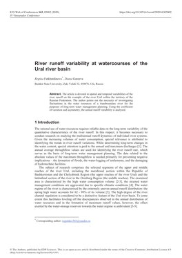 River Runoff Variability at Watercourses of the Ural River Basin