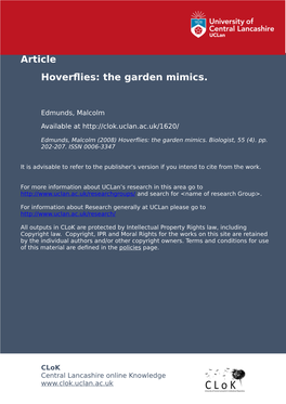 Hoverflies: the Garden Mimics