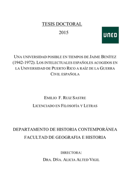 La Universidad De Puerto Rico a Raíz De La Guerra Civil Española