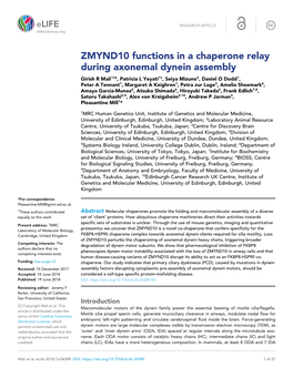 ZMYND10 Functions in a Chaperone Relay During Axonemal Dynein