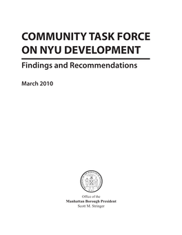COMMUNITY TASK FORCE on NYU DEVELOPMENT Findings and Recommendations