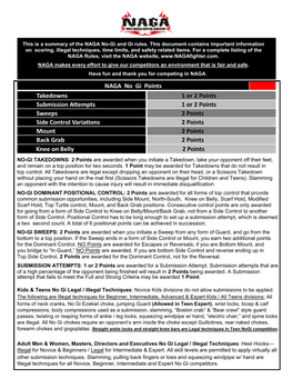 NAGA No Gi Points Takedowns 1 Or 2 Points Submission Attempts 1 Or 2