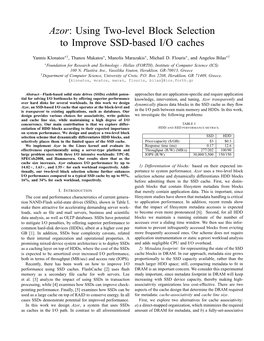 Azor: Using Two-Level Block Selection to Improve SSD-Based I/O Caches