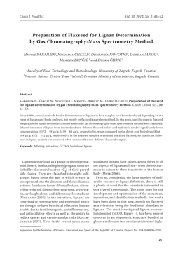 Preparation of Flaxseed for Lignan Determination by Gas Chromatography-Mass Spectrometry Method