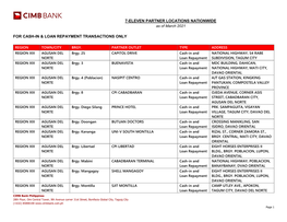 7-Eleven Partner Locations Nationwide for Cash-In & Loan Repayment Transactions Only