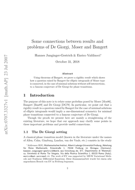 Arxiv:0707.3327V1 [Math.AP] 23 Jul 2007 Some Connections Between