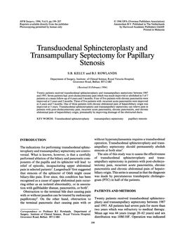 Transampullary Septectomy for Papillary Stenos S