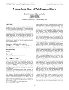 A Large-Scale Study of Web Password Habits