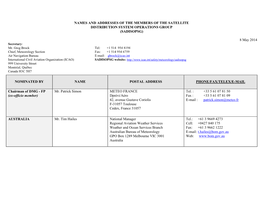 Names and Addresses of the Members of the Satellite Distribution System Operations Group (Sadisopsg)