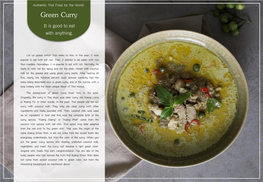 Green Curry It Is Good to Eat with Anything