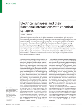 Electrical Synapses and Their Functional Interactions with Chemical Synapses