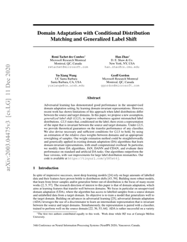 Domain Adaptation with Conditional Distribution Matching and Generalized Label Shift