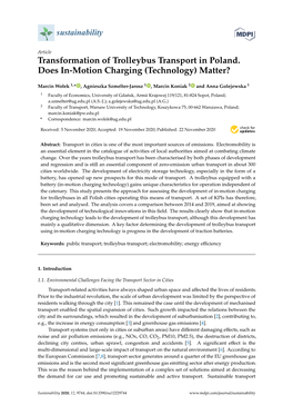 Transformation of Trolleybus Transport in Poland. Does In-Motion Charging (Technology) Matter?