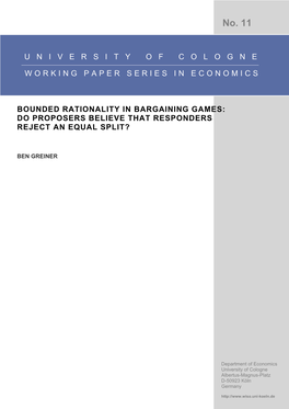 Bounded Rationality in Bargaining Games: Do Proposers Believe That Responders Reject an Equal Split?