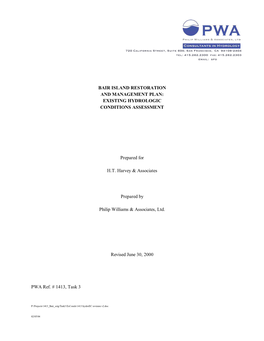 Bair Island Restoration and Management Plan: Existing Hydrologic Conditions Assessment