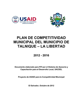 Plan De Competitividad Municipal Del Municipio De Talnique – La Libertad