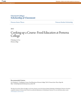 Cooking up a Course: Food Education at Pomona College Christina A