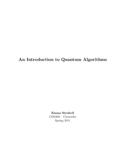 Quantum Algorithms