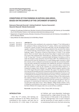 Conditions of Fish Farming in Natura 2000 Areas, Based on the Example of the Catchment of Barycz