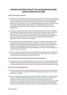 5 Year Housing Land Supply Position Statement June 2018