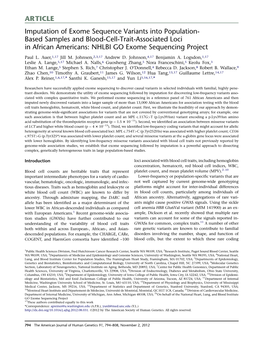 Imputation of Exome Sequence Variants Into Population- Based Samples and Blood-Cell-Trait-Associated Loci in African Americans: NHLBI GO Exome Sequencing Project