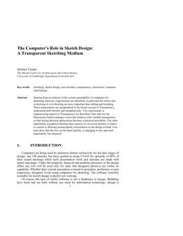 The Computer's Role in Sketch Design: a Transparent Sketching